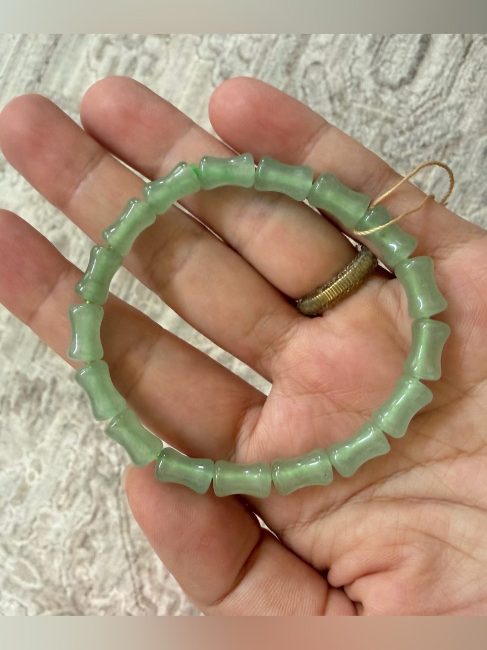 Natural Green Quartzite Jade Bamboo Bracelet